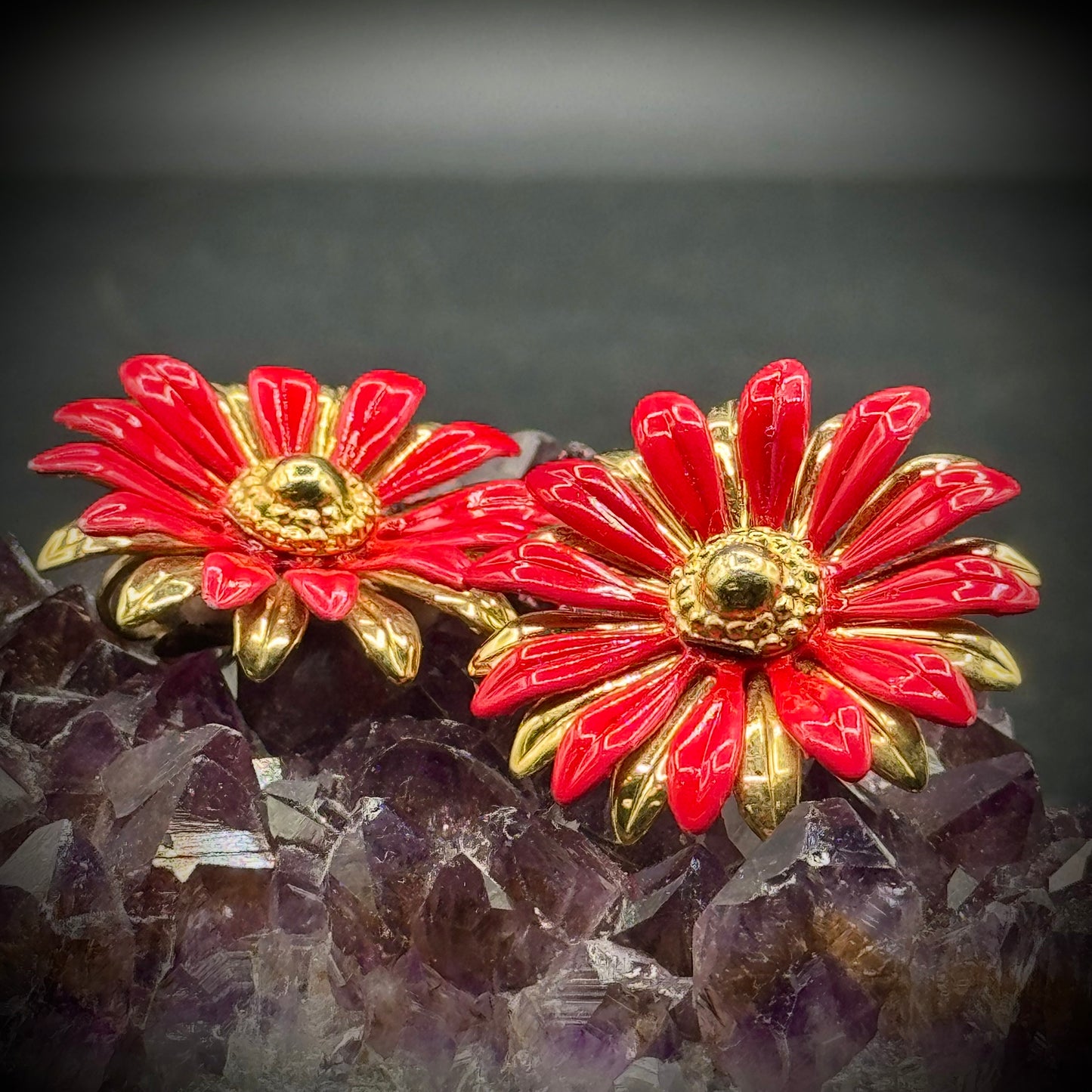 Clip On Flower Earrings