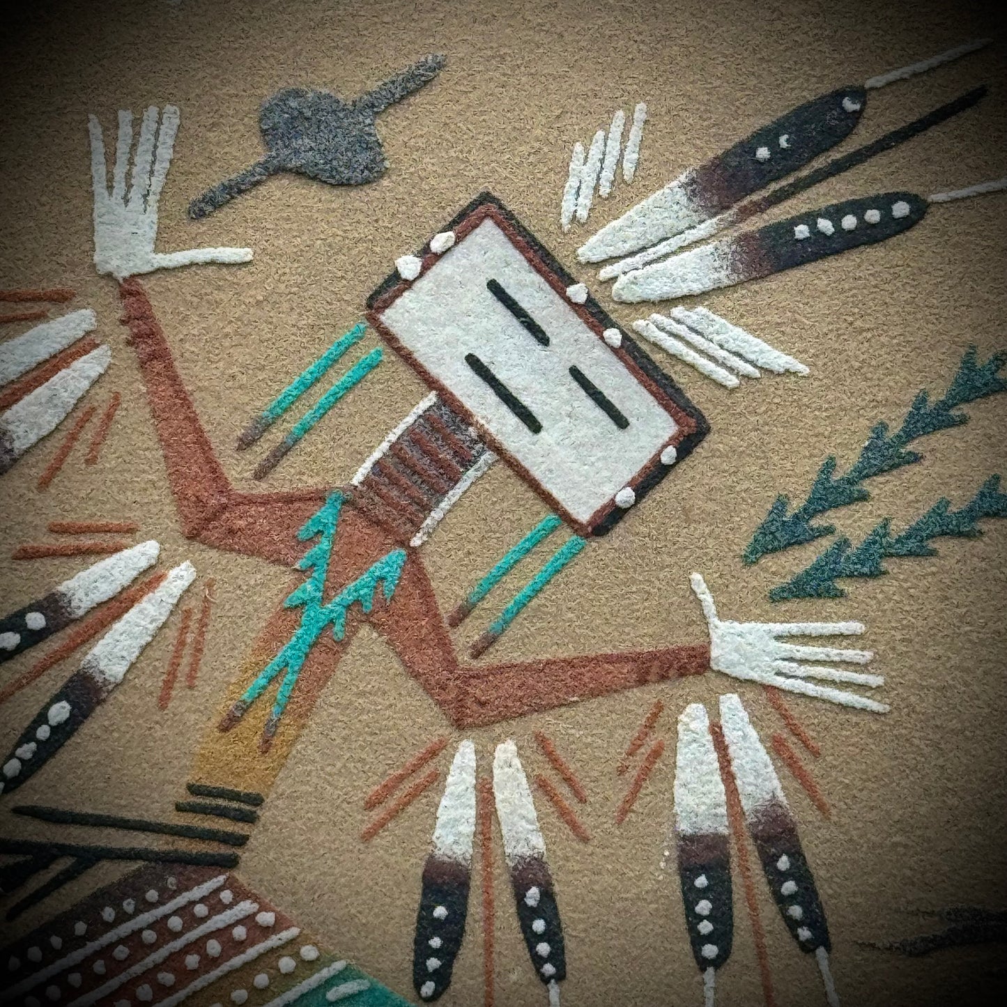 Native American Artist Robert Lee Signed Large Sand Art