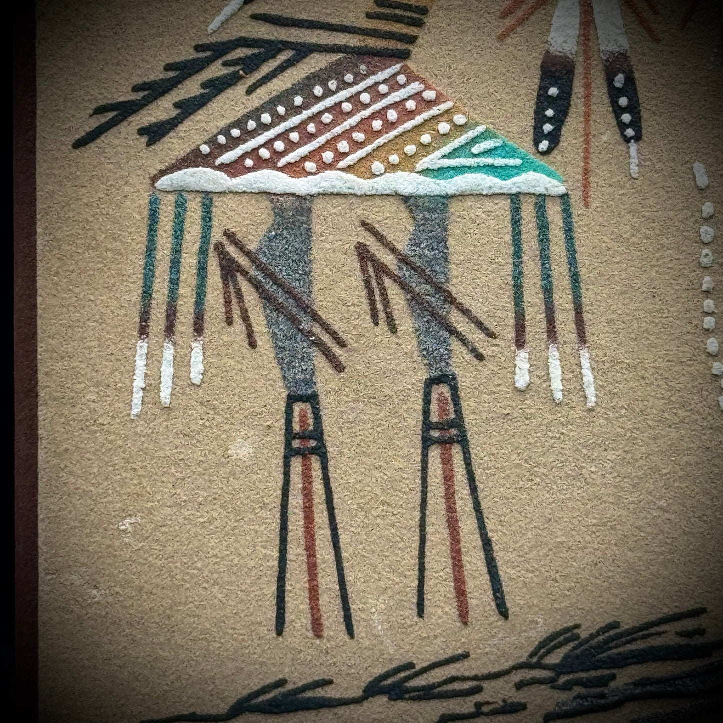 Native American Artist Robert Lee Signed Large Sand Art