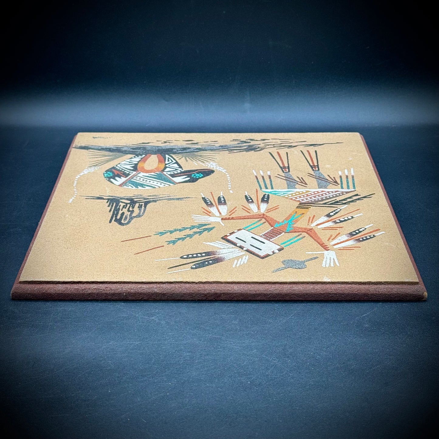 Native American Artist Robert Lee Signed Large Sand Art