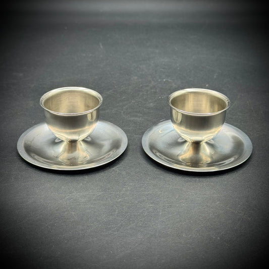 Pair of Vintage Lundtofte Stainless Steel Egg Cups - Made in Denmark