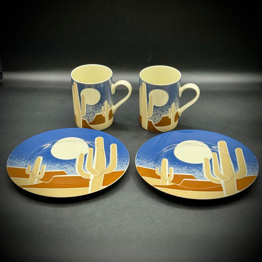 Vintage Fitz & Floyd "La Mesa" Southwest Motif Set of 4