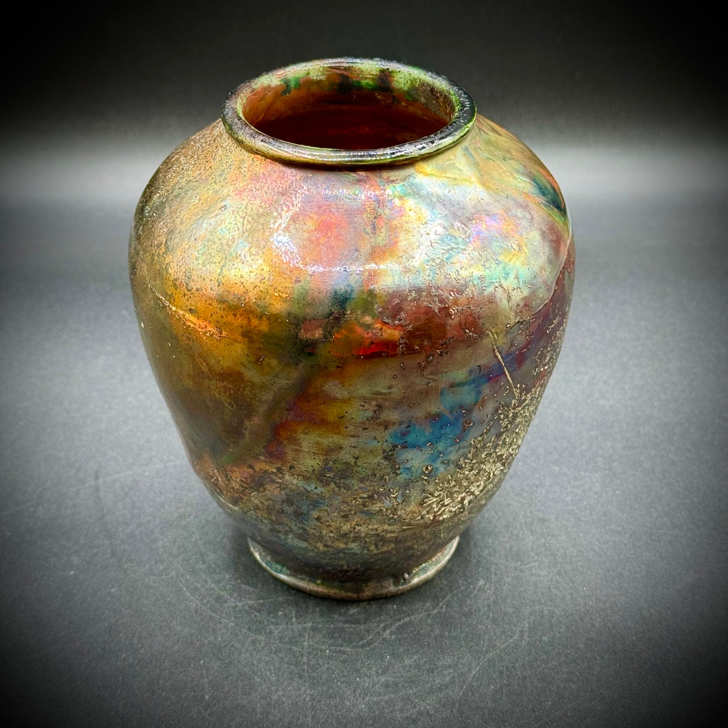 Signed Raku Pottery Vase