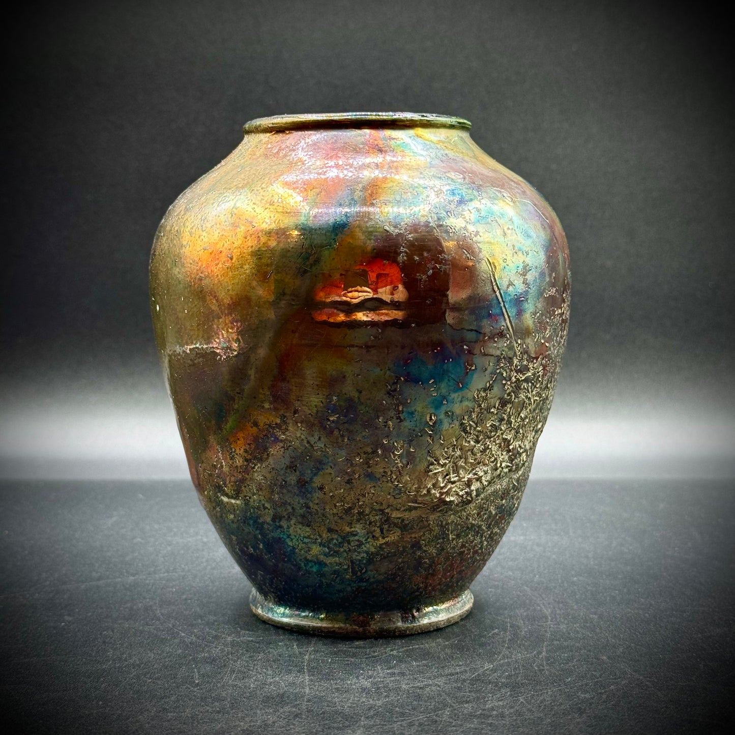 Signed Raku Pottery Vase