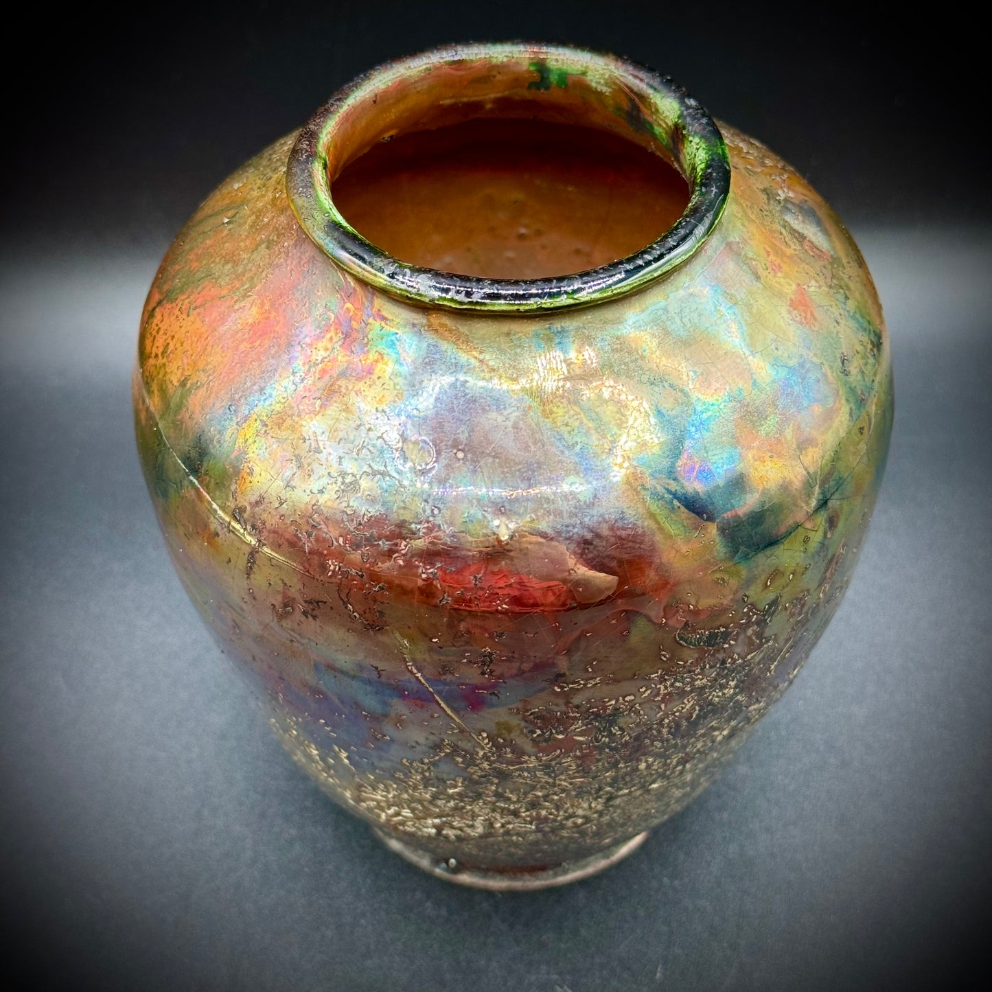 Signed Raku Pottery Vase