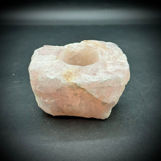 Natural Pale Pink Quartz Candle Holder