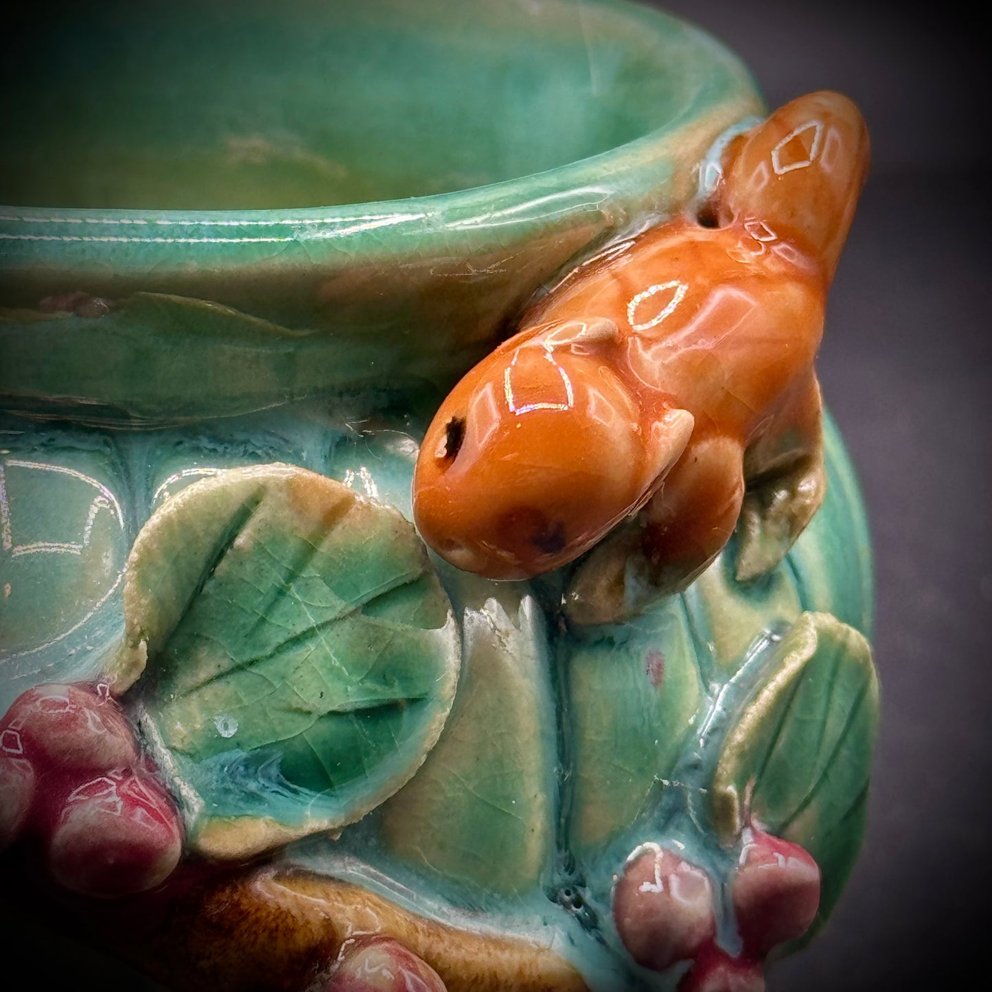 Majolica Squirrel Planter