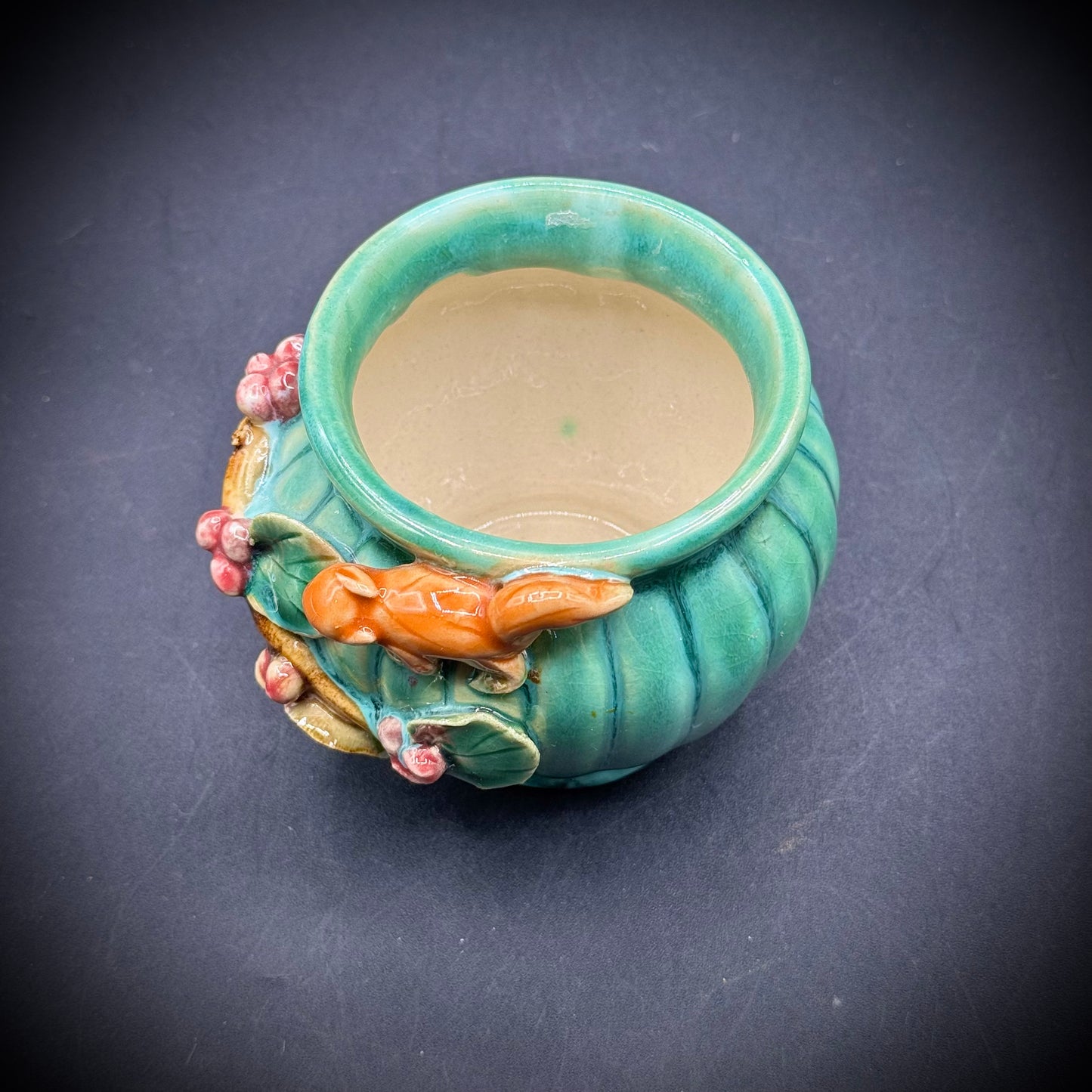 Majolica Squirrel Planter