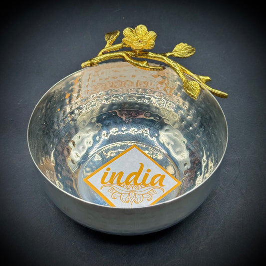 Silver & Gold Tone Metal Dish Made in India