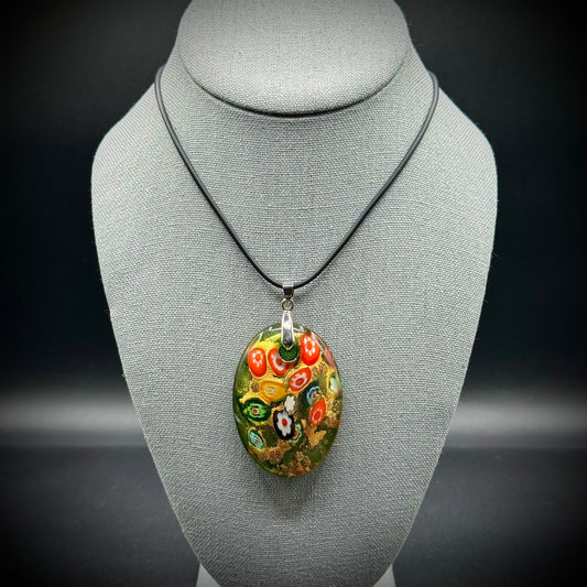 Caper Glass Creations Millefiori Art Glass Pendant
