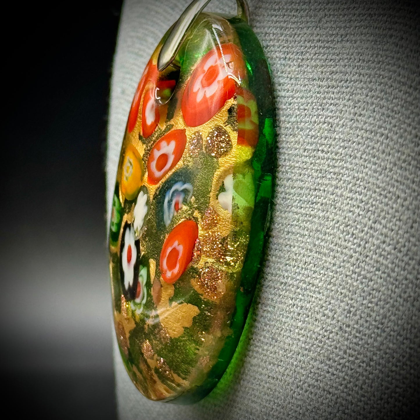 Caper Glass Creations Millefiori Art Glass Pendant