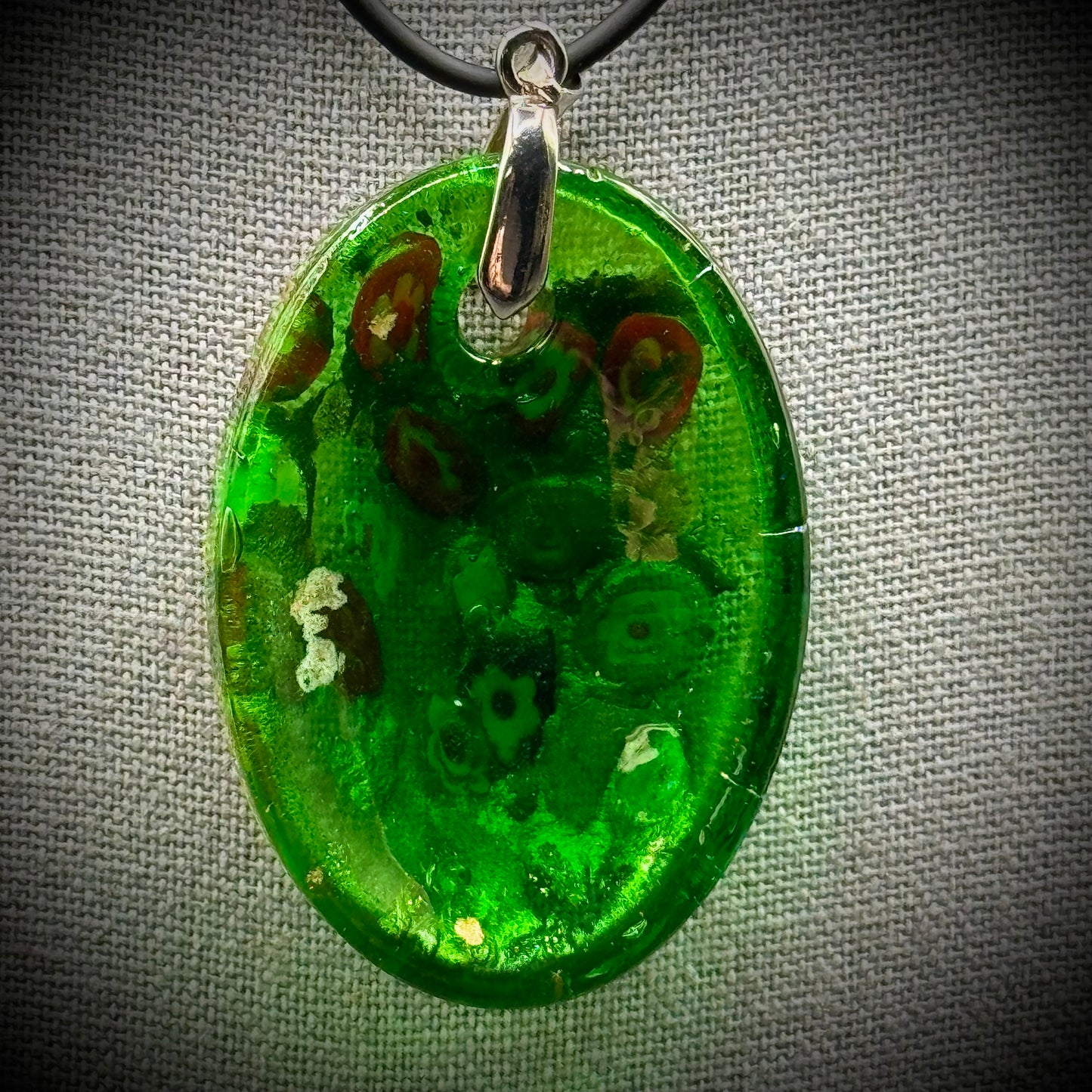 Caper Glass Creations Millefiori Art Glass Pendant