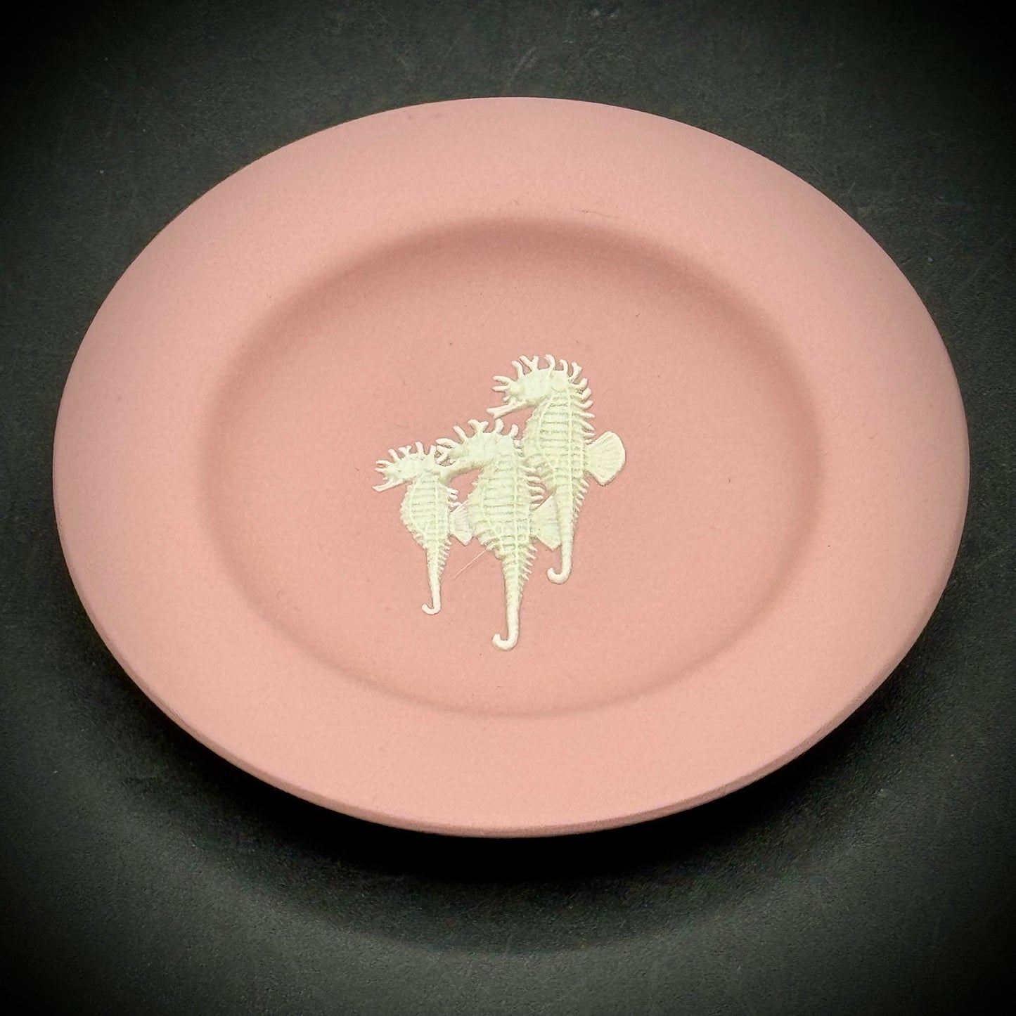 Vintage Wedgwood Pink Trinket Dish with Seahorse Motif