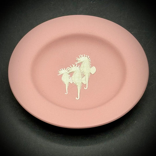 Vintage Wedgwood Pink Trinket Dish with Seahorse Motif