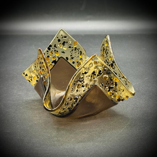 Artist Shayna Heller Gold & Brown Small Handkerchief Bowl