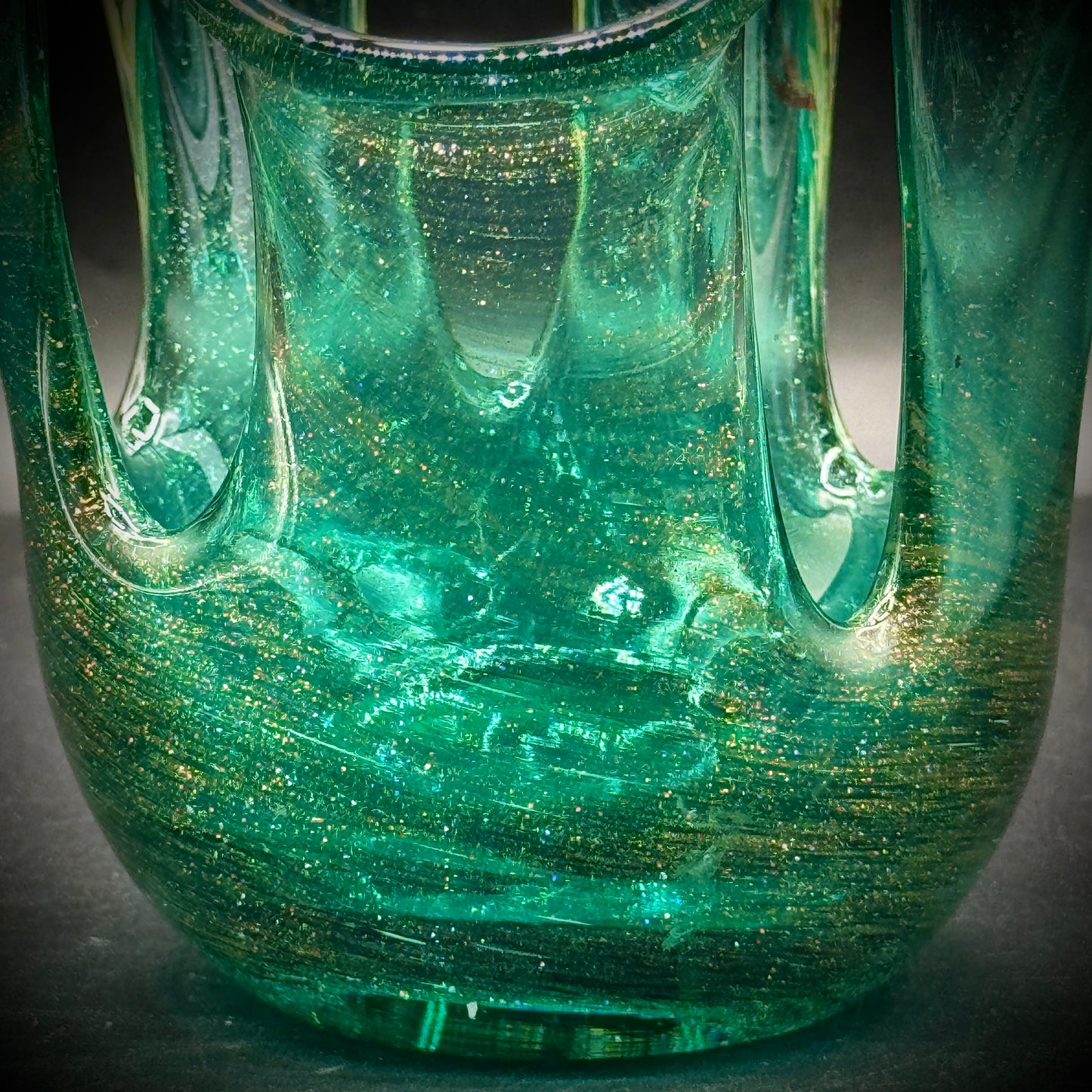 Green with Gold Fleck HQT Art Glass Bowl