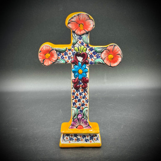 Talavera Mexican Pottery Standing Cross