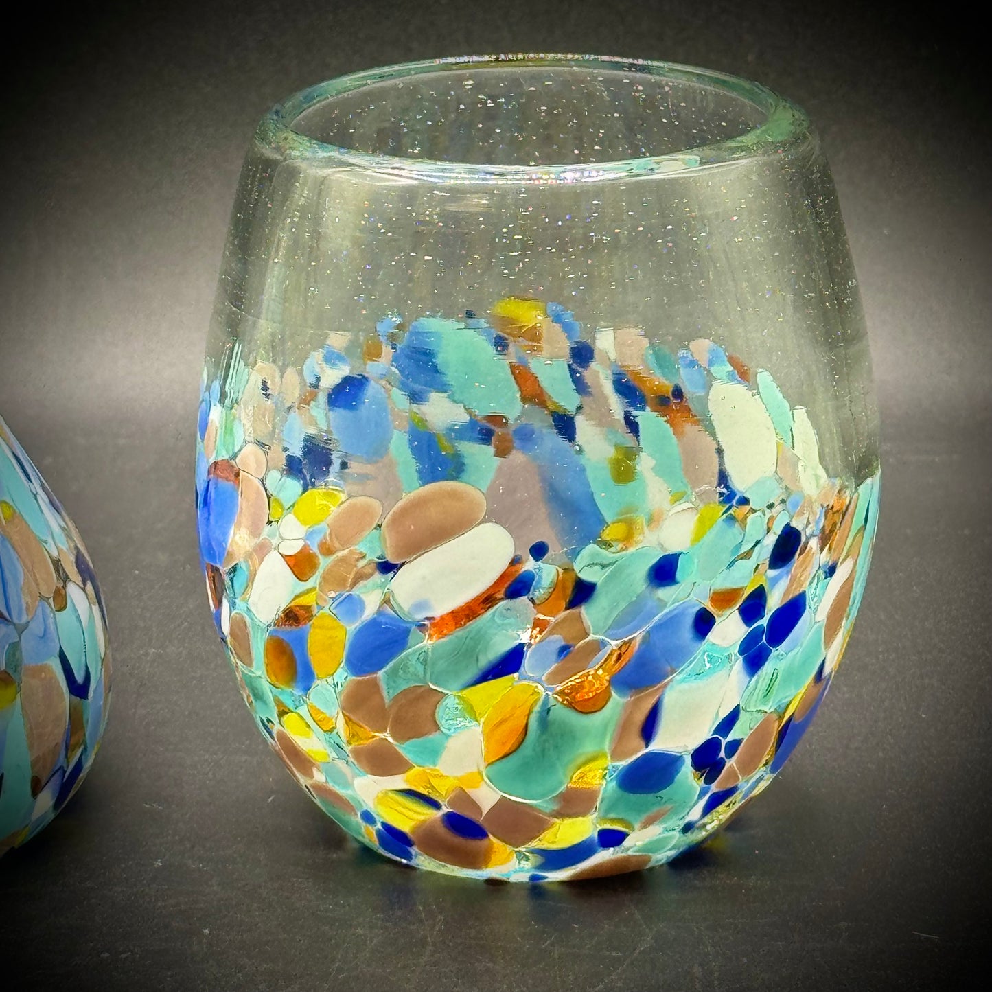 Mexican Recycled Art Glass Tumble Up Carafe & Glass