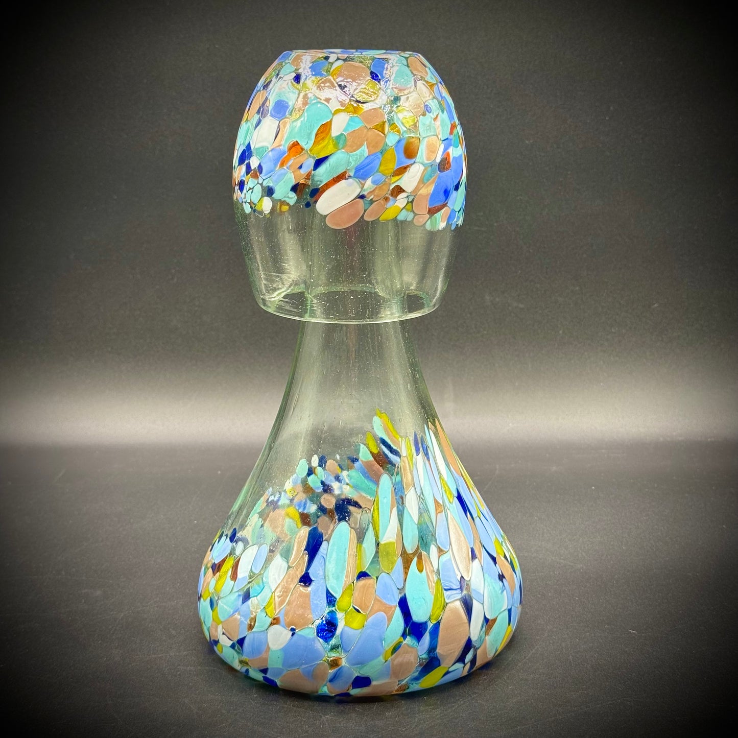 Mexican Recycled Art Glass Tumble Up Carafe & Glass