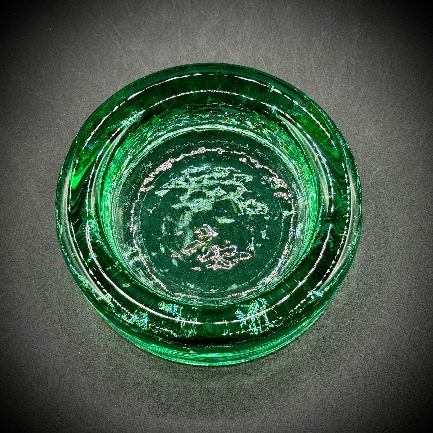 Blenko Style Recycled Green Art Glass Dish/Candleholder