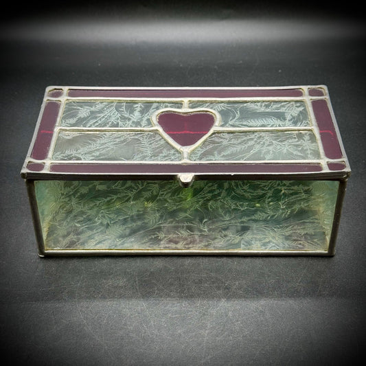 Artisan Made Stained Glass Box with Heart Motif