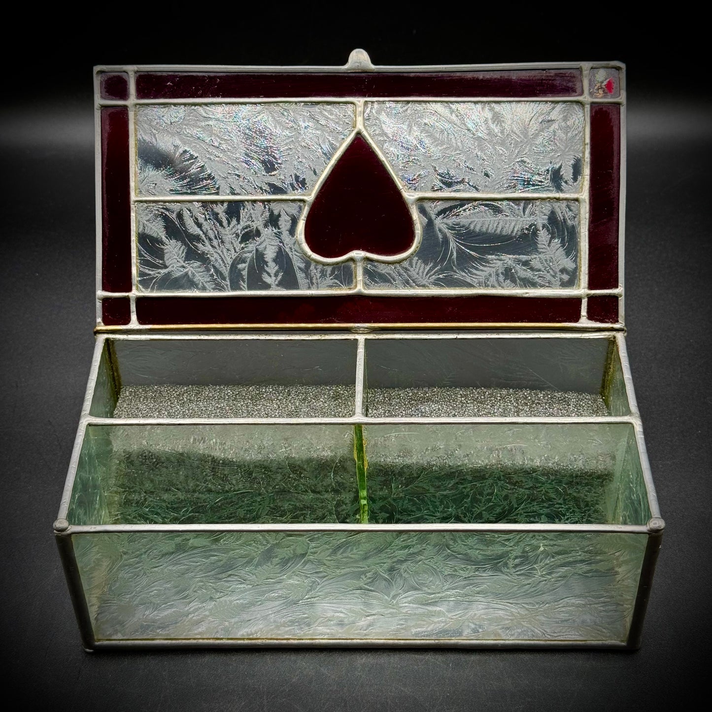 Artisan Made Stained Glass Box with Heart Motif