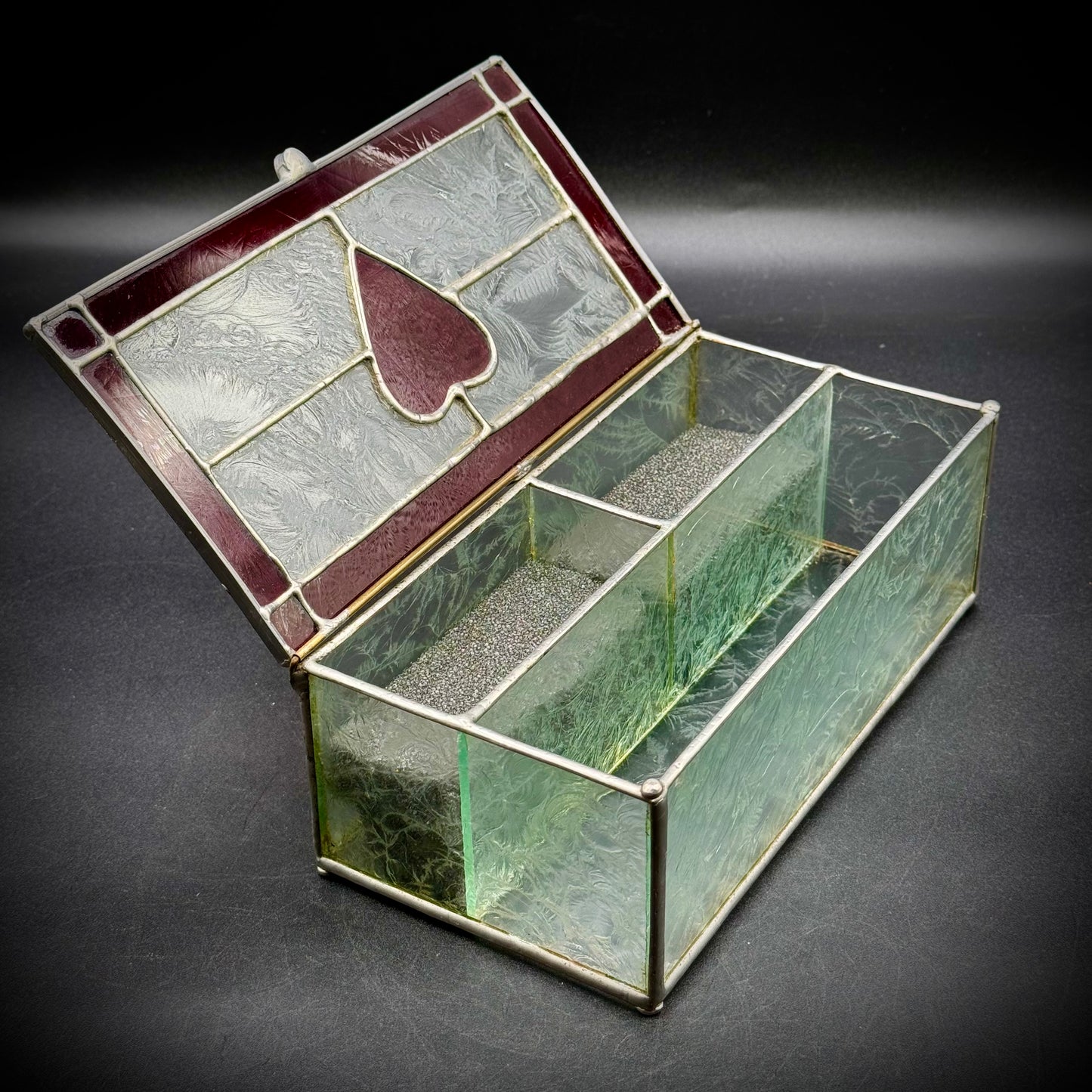 Artisan Made Stained Glass Box with Heart Motif