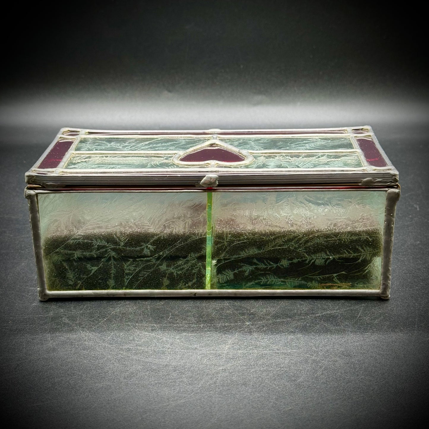 Artisan Made Stained Glass Box with Heart Motif