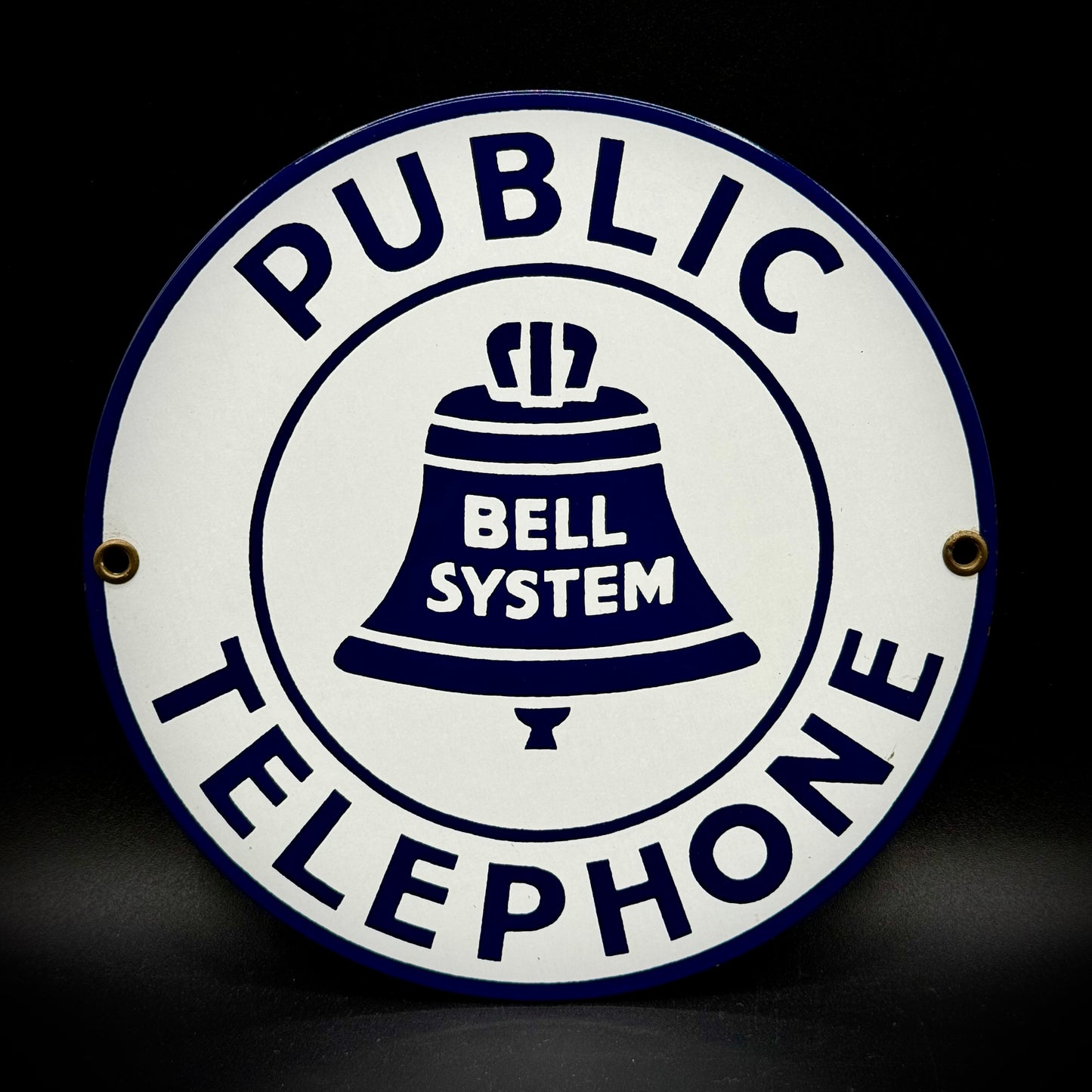 Ande Rooney Enamel Public Telephone Bell System Sign