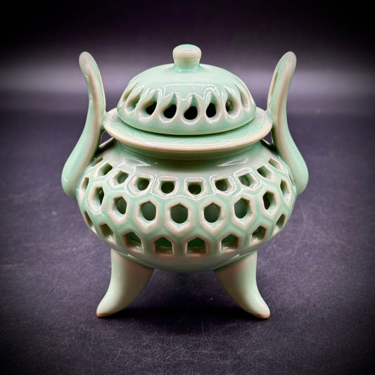 Japanese Celadon Porcelain Incense Pot