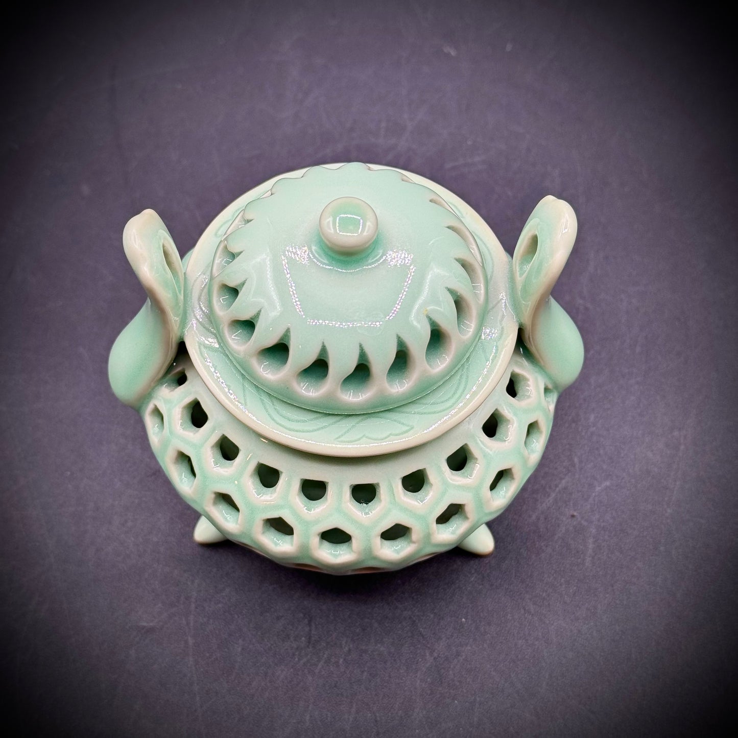 Japanese Celadon Porcelain Incense Pot