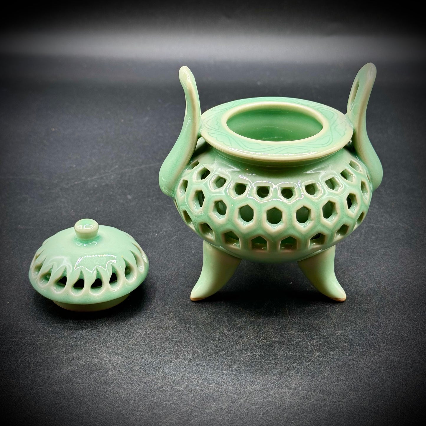 Japanese Celadon Porcelain Incense Pot