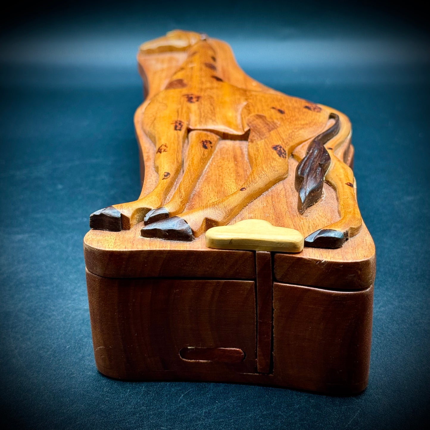 Carved Wood Large Giraffe Puzzle Box