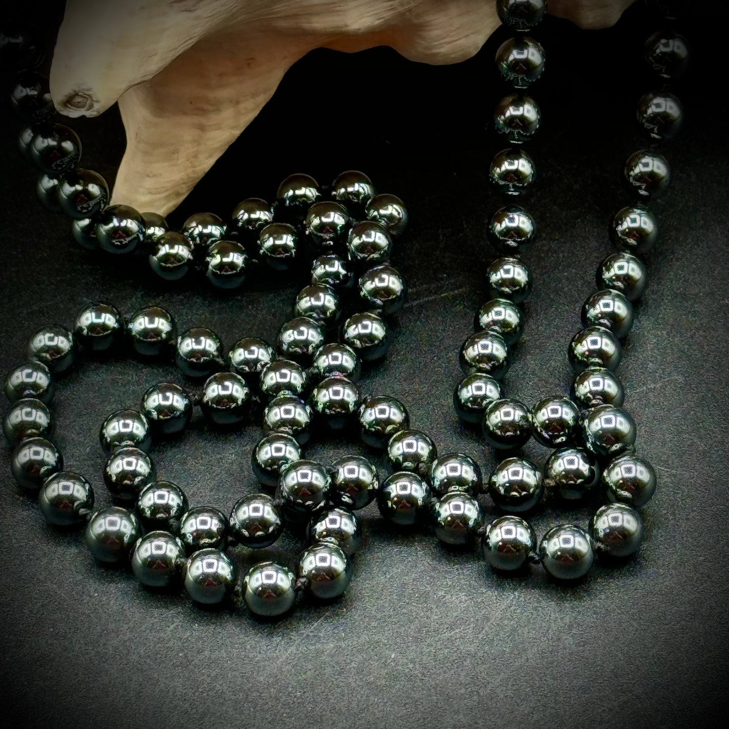 Natural Hematite Extremely Long Bead Necklace