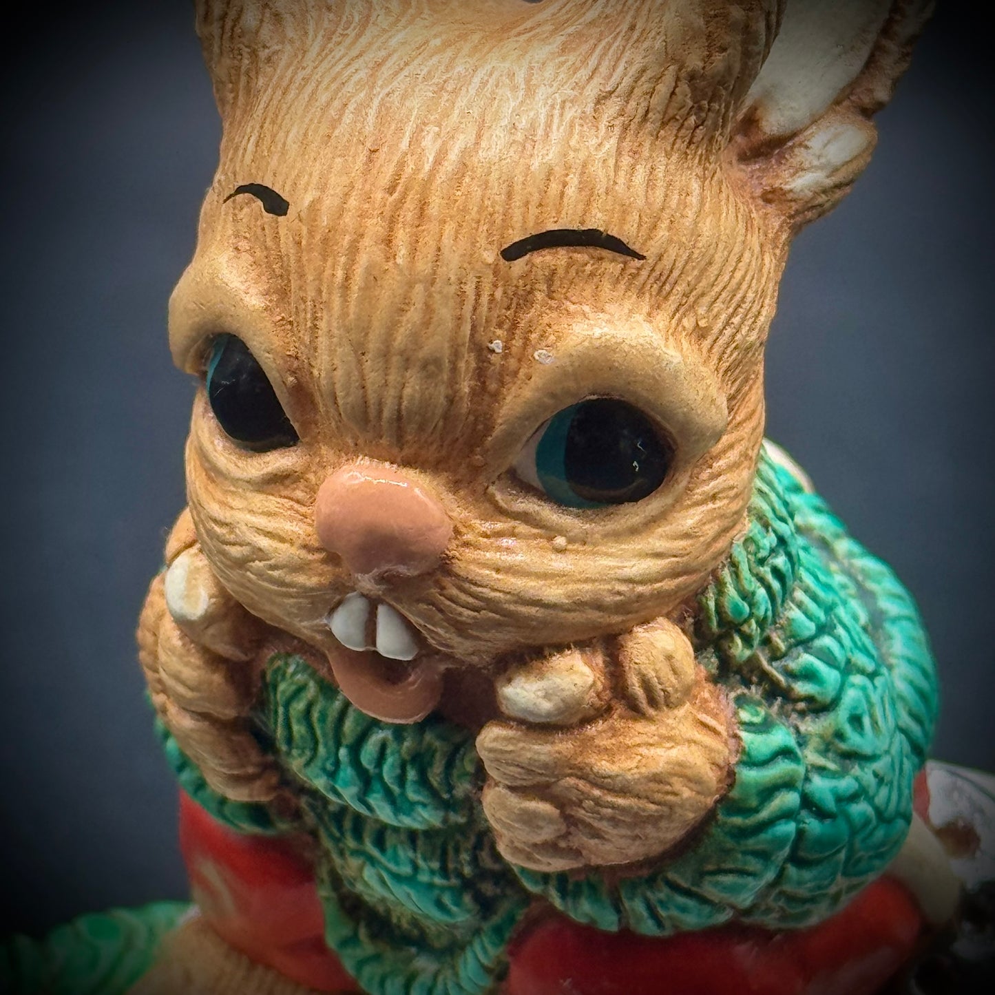 Vintage Hand Painted Stoneware Woodlander Skiing Bunny Figurine "Paul" - Made in England