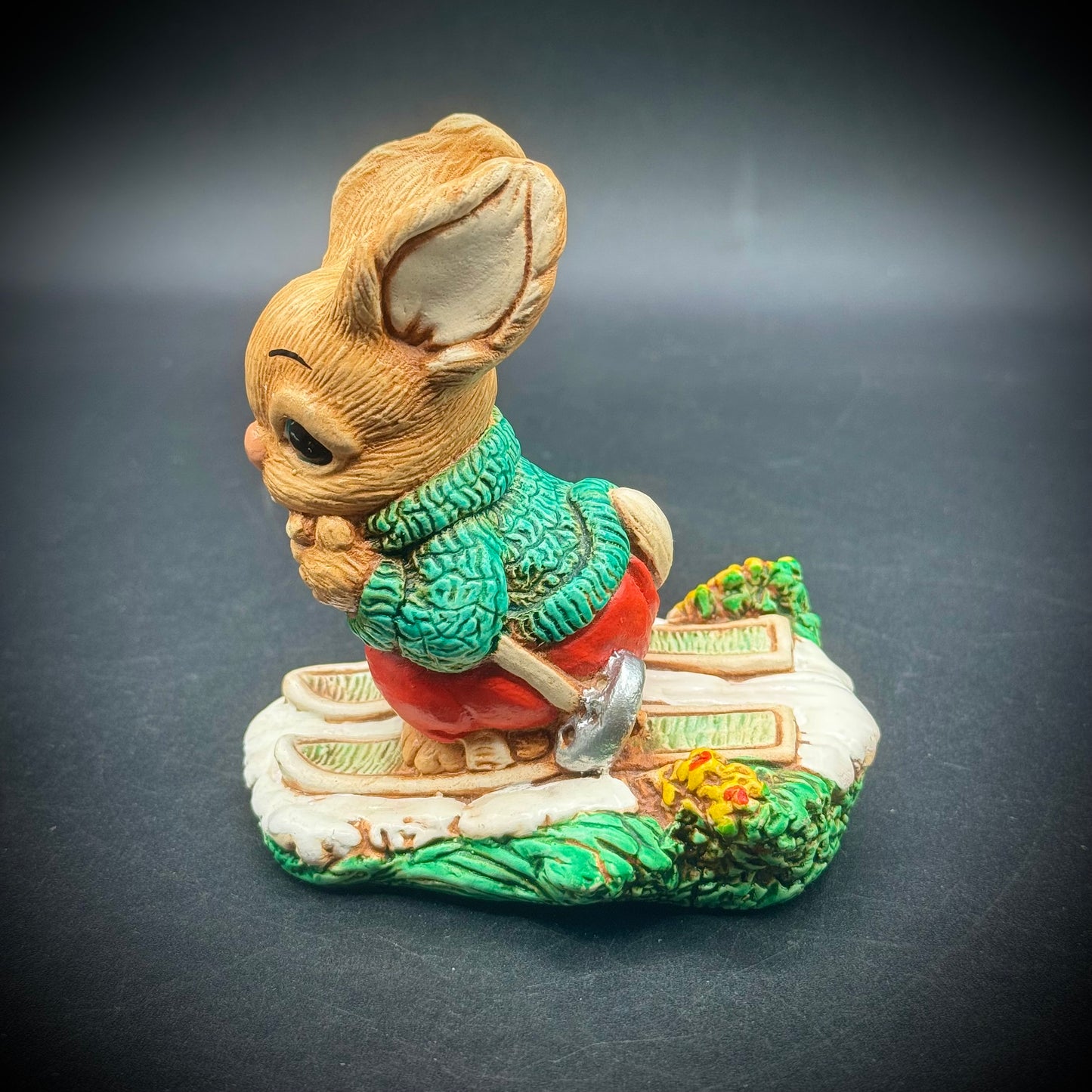 Vintage Hand Painted Stoneware Woodlander Skiing Bunny Figurine "Paul" - Made in England