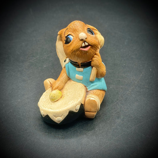 Vintage Hand Painted Stoneware Bunny Figurine "Bongo" - Made in England