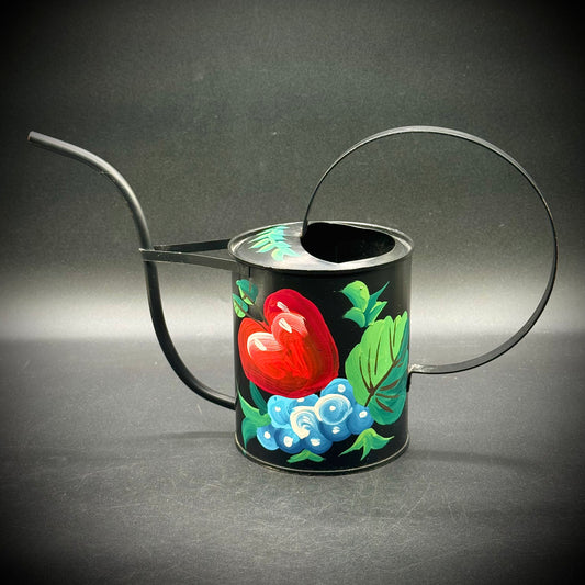 Vintage Hand Painted Metal Watering Can