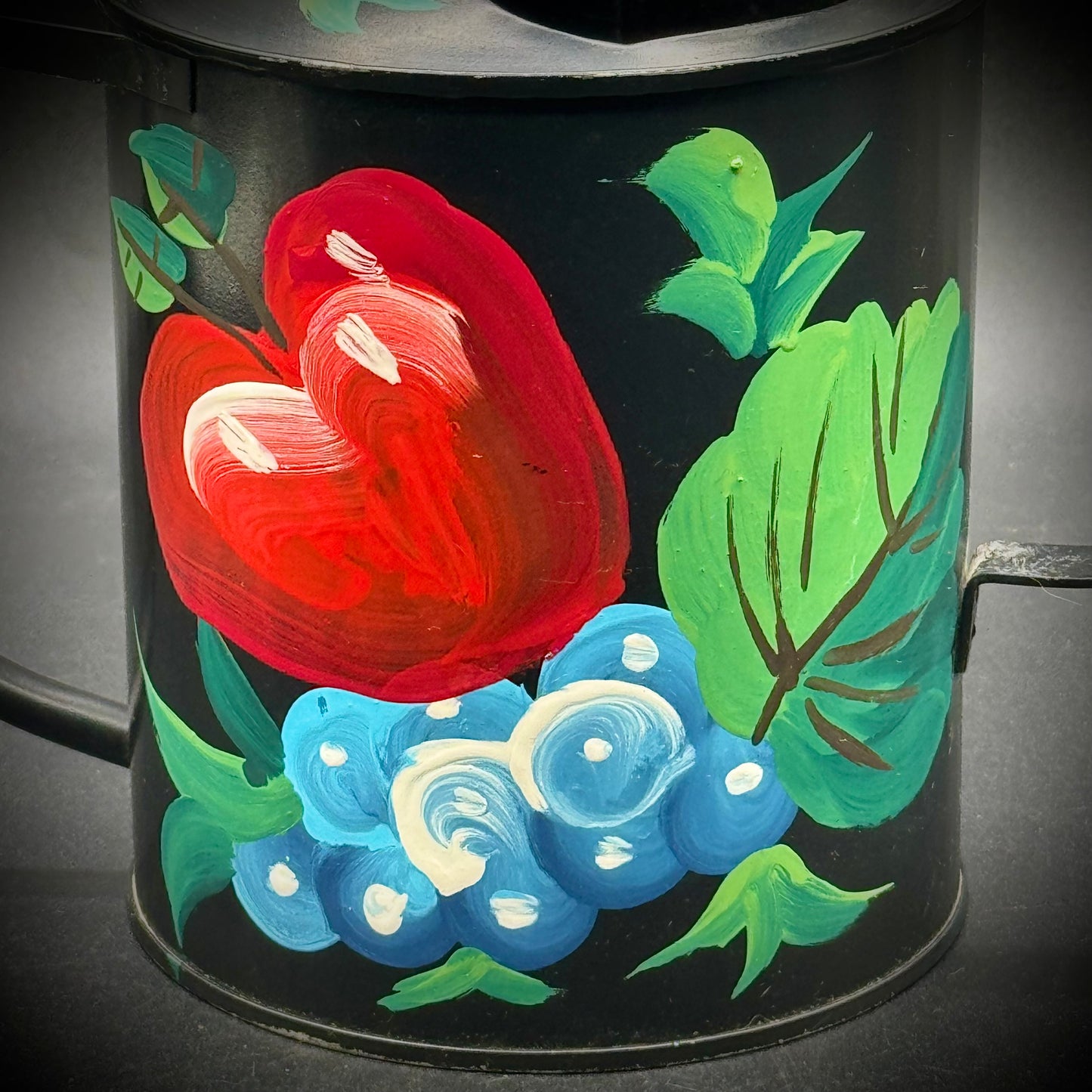 Vintage Hand Painted Metal Watering Can