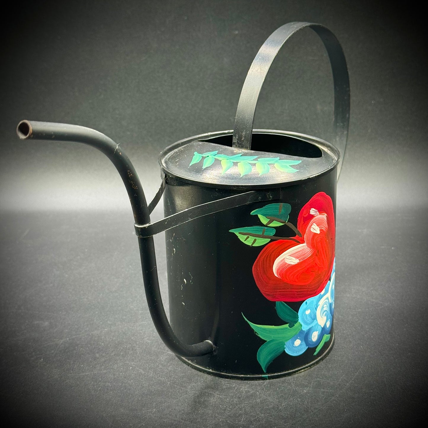 Vintage Hand Painted Metal Watering Can