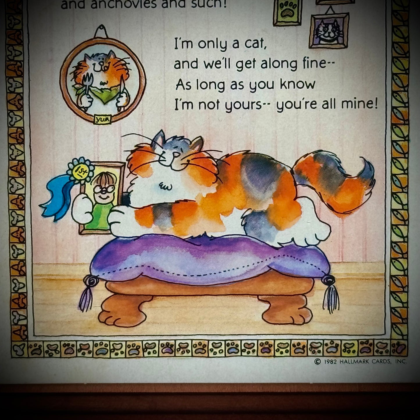Vintage 1982 Hallmark Funny "Only A Cat" Poem Plaque