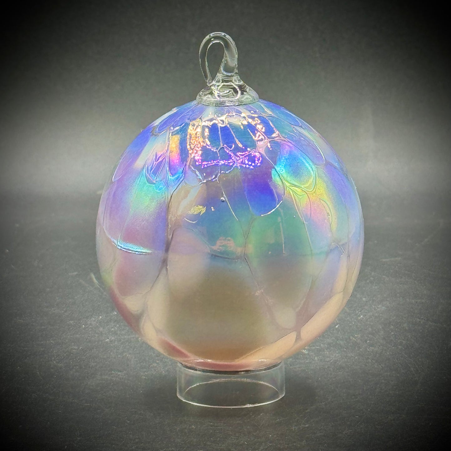 Hand Blown Art Glass Opalescent Hanging Decorative Ball