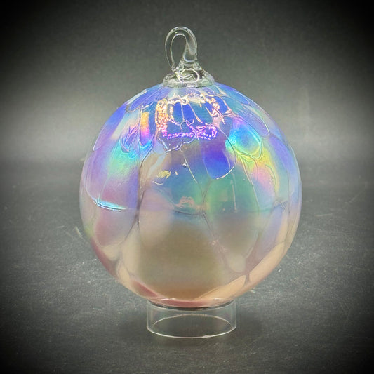 Hand Blown Art Glass Opalescent Hanging Decorative Ball