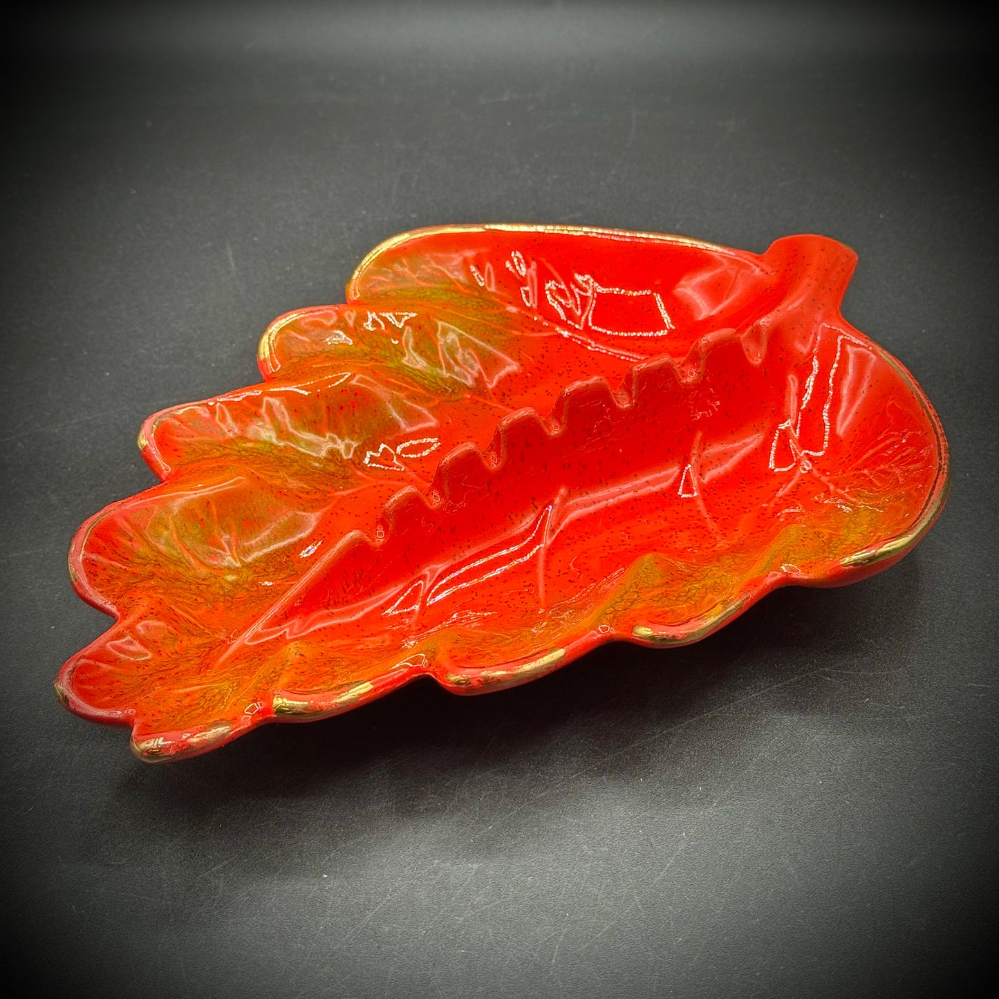 Vintage MCM 1960s California Pottery Leaf Ash Tray