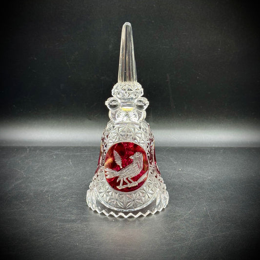Vintage Cut to Clear Hofbauer Byrdes Bird Motif Crystal Bell
