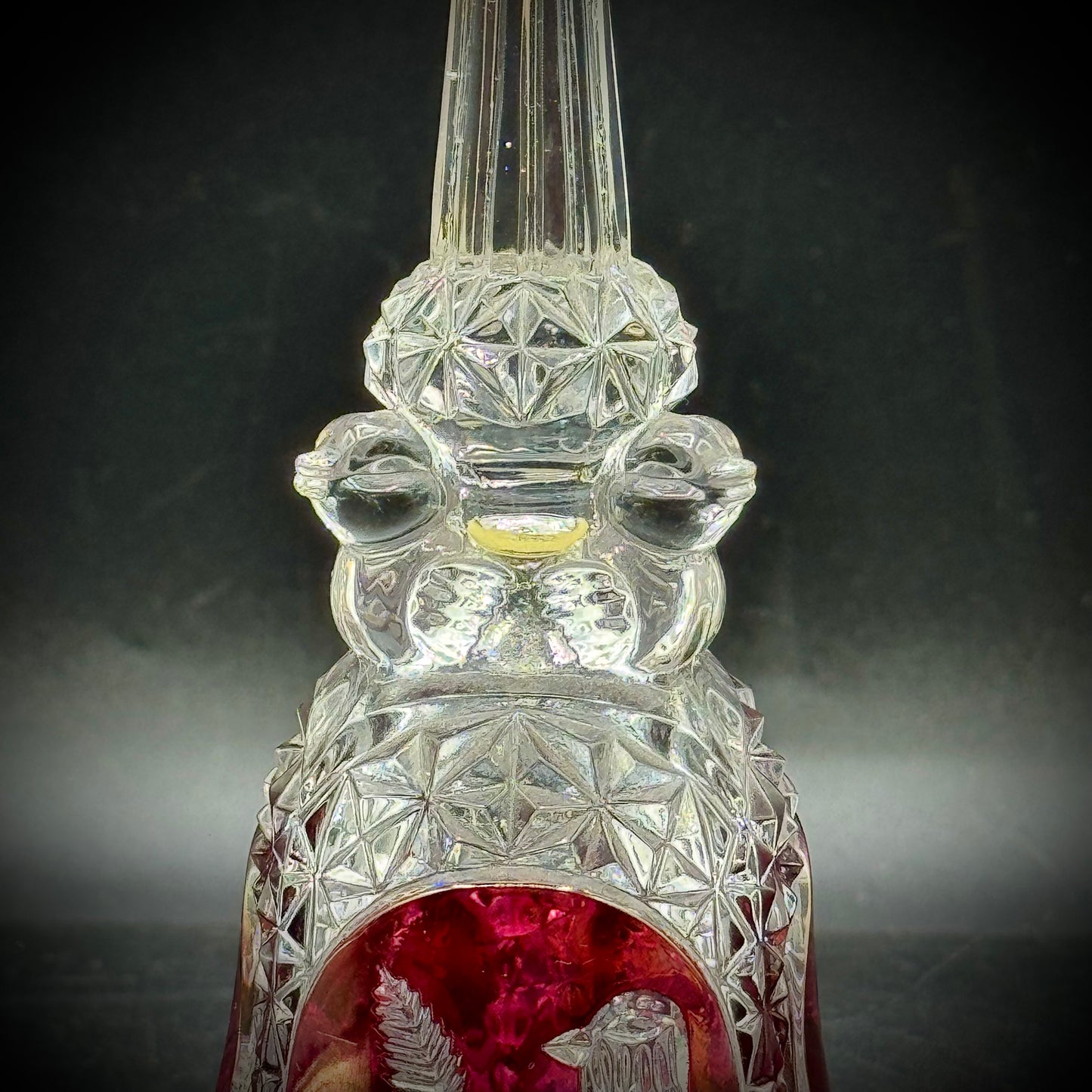 Vintage Cut to Clear Hofbauer Byrdes Bird Motif Crystal Bell