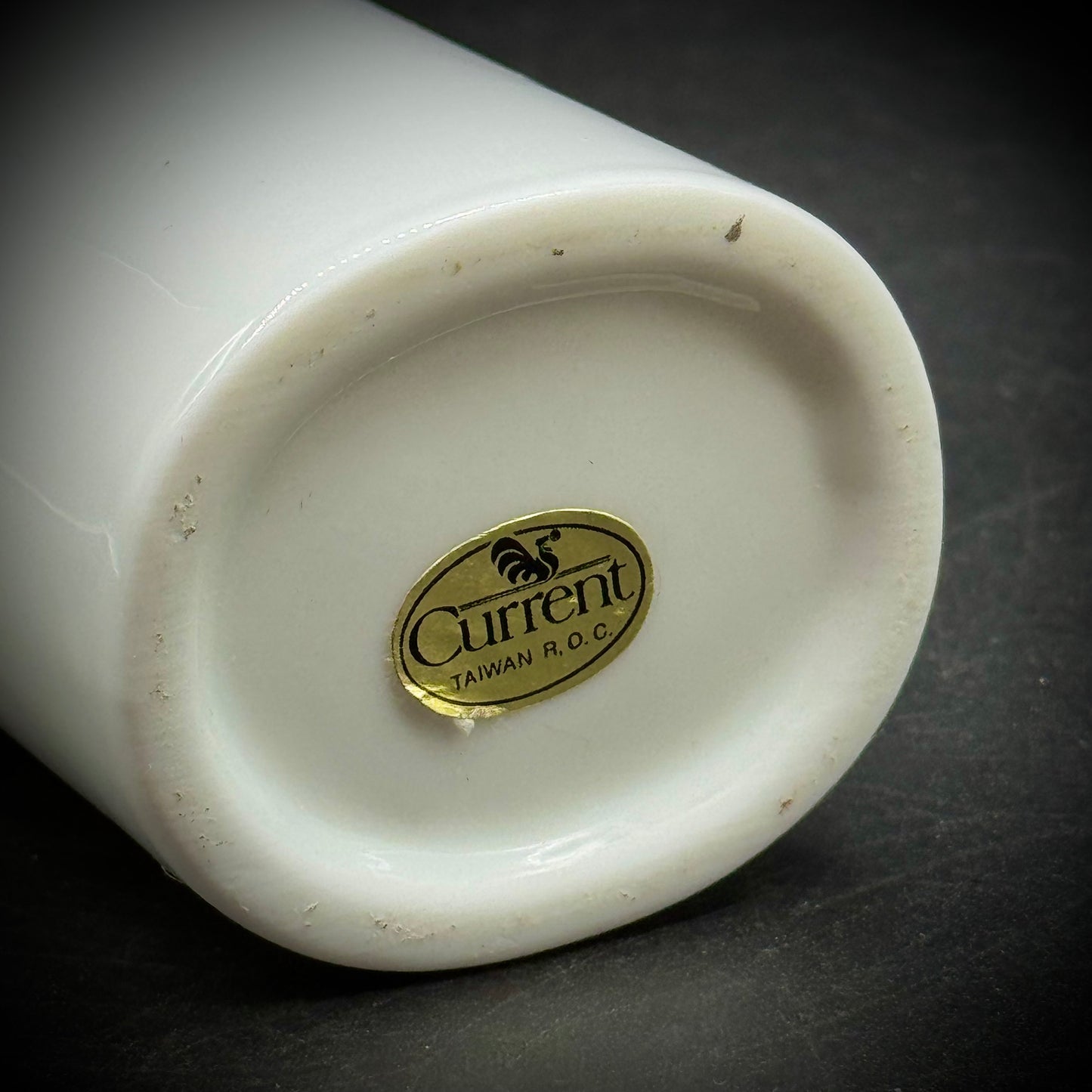 Etched Porcelain Vase/Holder with Painted Flower & Heart Motif