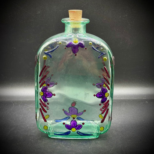 Vintage Large Canadian Glass Bottle with Colorful Applied Art Glass Accents