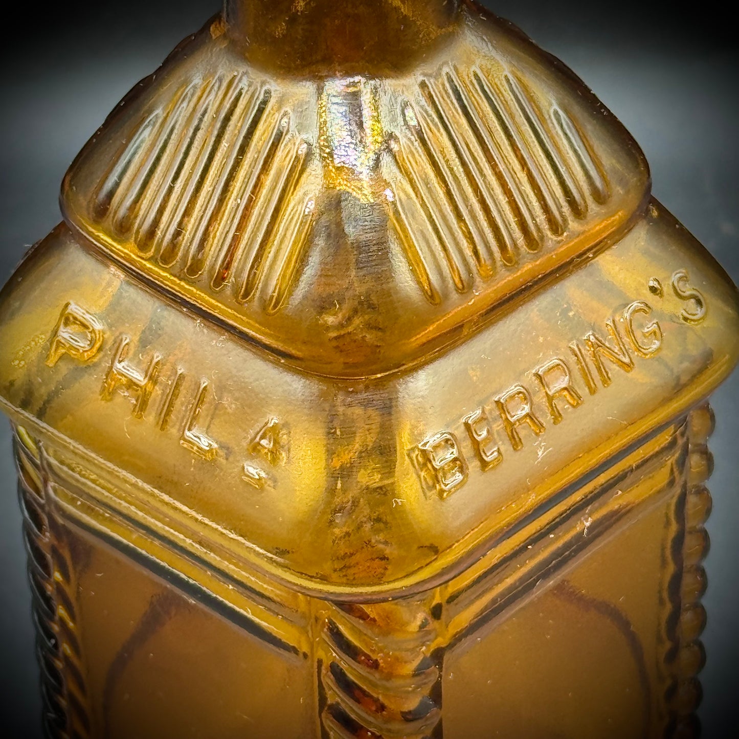 Vintage Wheaton Amber Bottle with Apple Bitters Motif