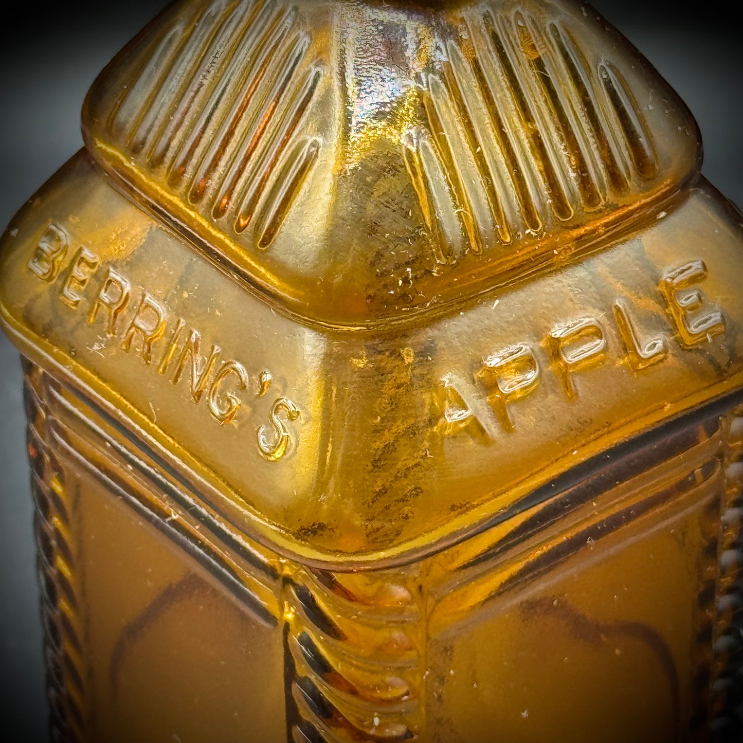 Vintage Wheaton Amber Bottle with Apple Bitters Motif